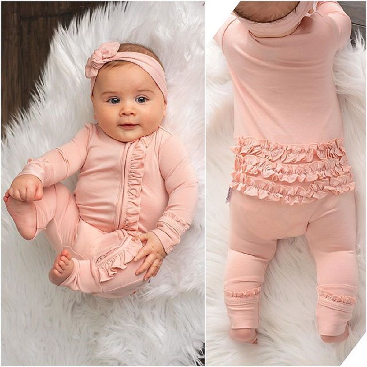 Compre Sweety Lindo Bebe Recien Nacido Ropa Rosa De Encaje De Manga Larga Del O Cuello Romper Bowknot Diadema Mono Del Mono Equipo Del Otono A 8 16 Del Gl Es Dhgate Com