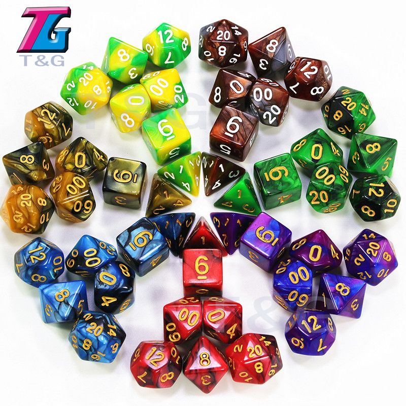 Dados de plastico 7-sets-of-dice-20-sided-dice-digital-dice