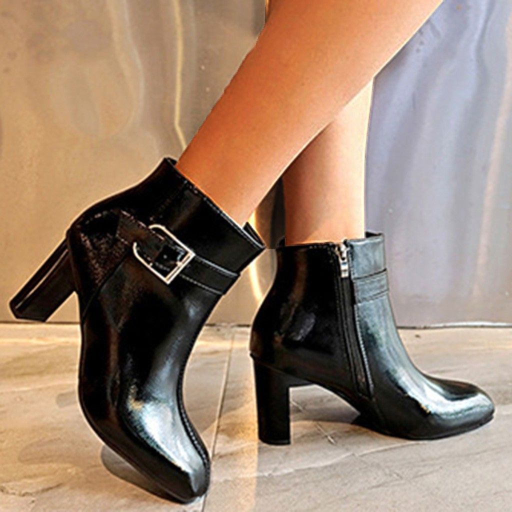 patent leather heeled combat boots