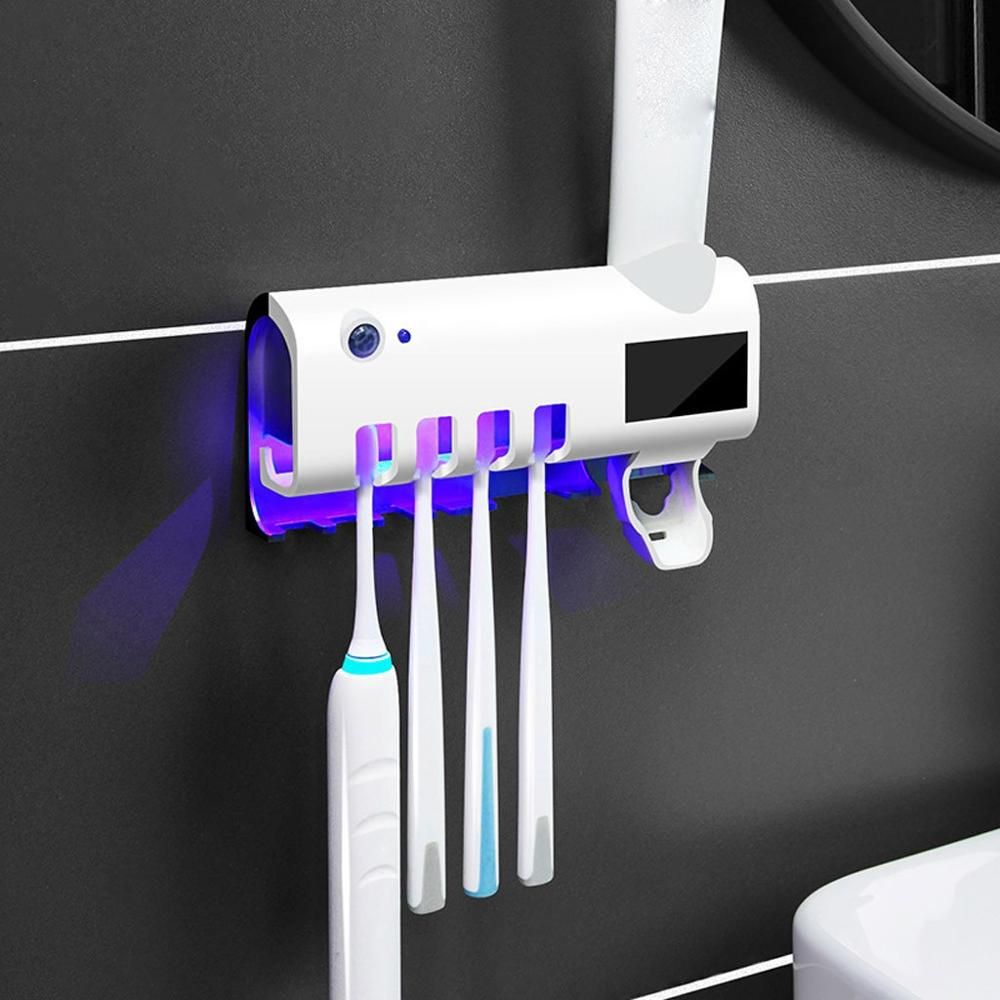 Soporte para cepillo de dientes energía solar estante de almacenamiento para baño viajes blanco no necesita cargar UV cepillo de dientes desinfectante decoración del hogar agente de limpieza