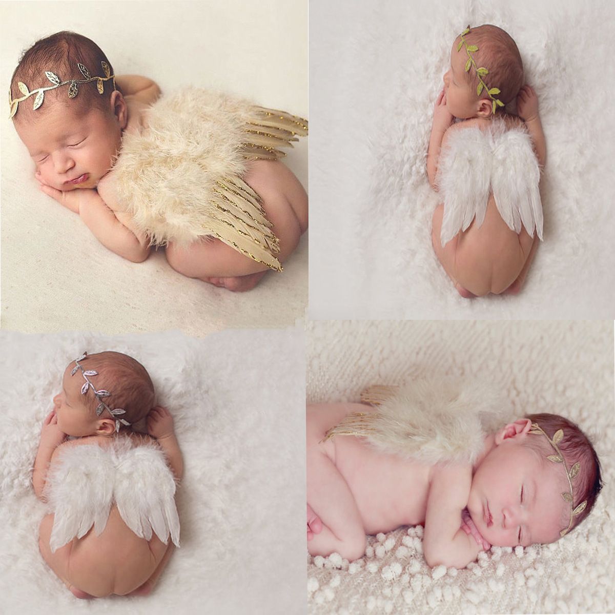 dos semanas Accor legal Moda bebé recién nacido los niños venda de la pluma del ángel las alas de  encaje
