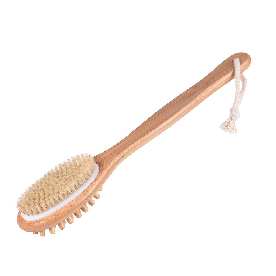 Dual Head Bath Shower Brushes Natural Boar Bristles Back Brush with