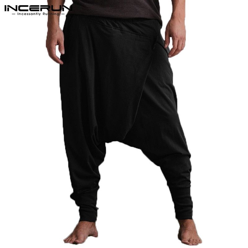 INCERUN Men Harem Pants Drop Crotch 