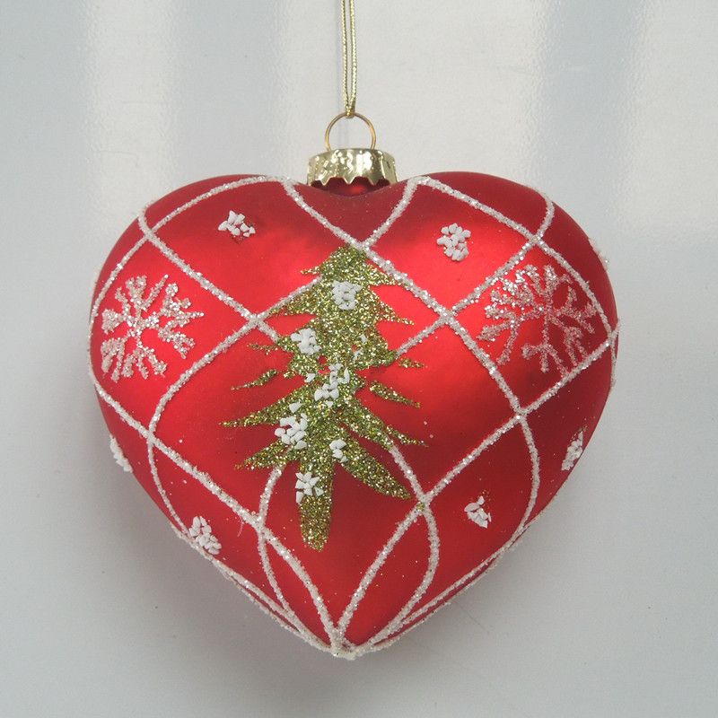 Oklahoma-State Outline-Heart-Christmas Tree Ornament-Red
