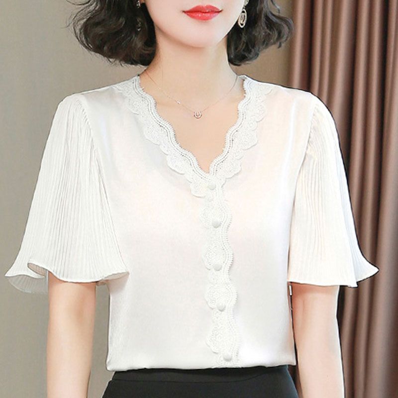 womens white blouse short sleeve