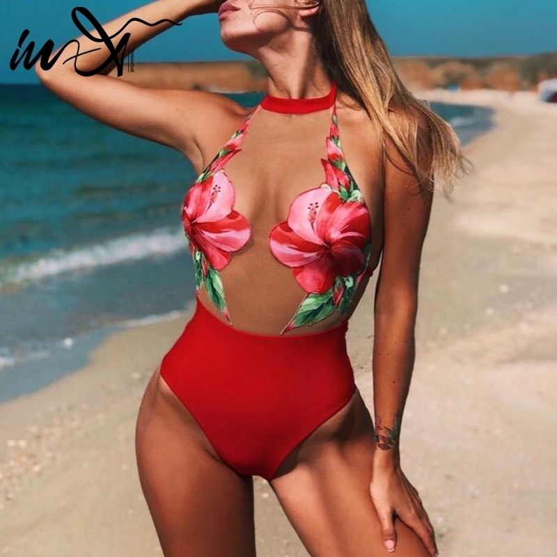 red high cut swimsuit