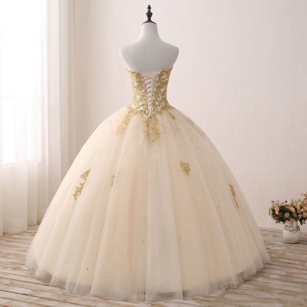 vestidos de xv años blanco con dorado archivos - Ideas para mis 15