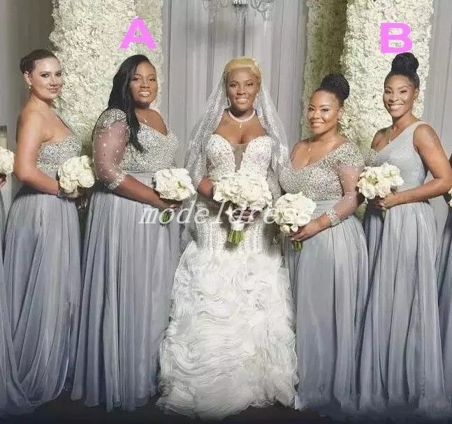 silver maid of honour dresses