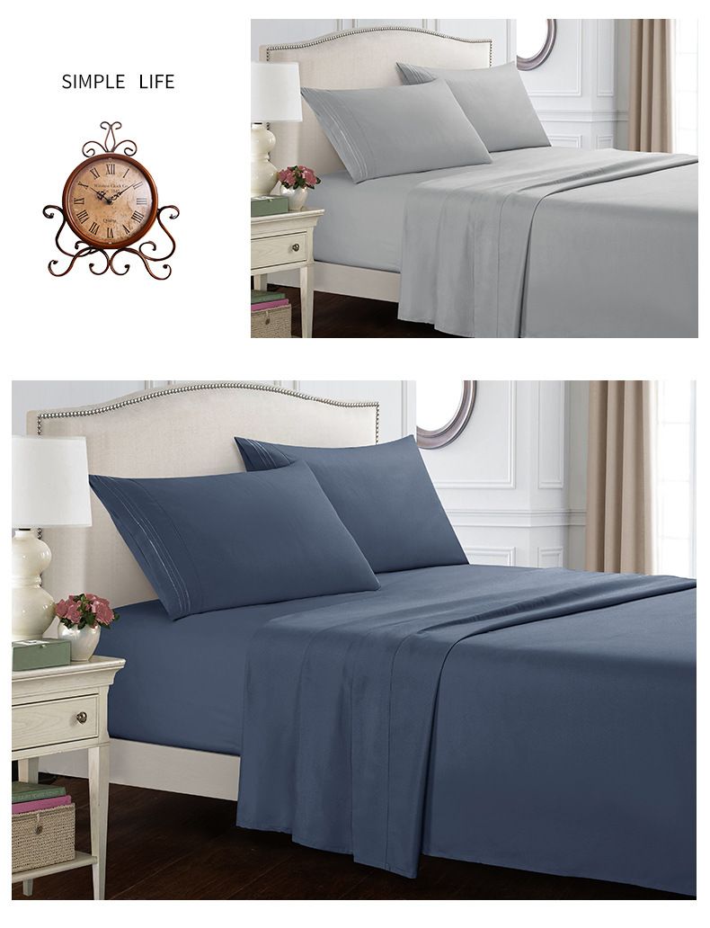 Hot 1000tc Ultra Soft 4ps Flat Fitted Sheet Set Queen King Super