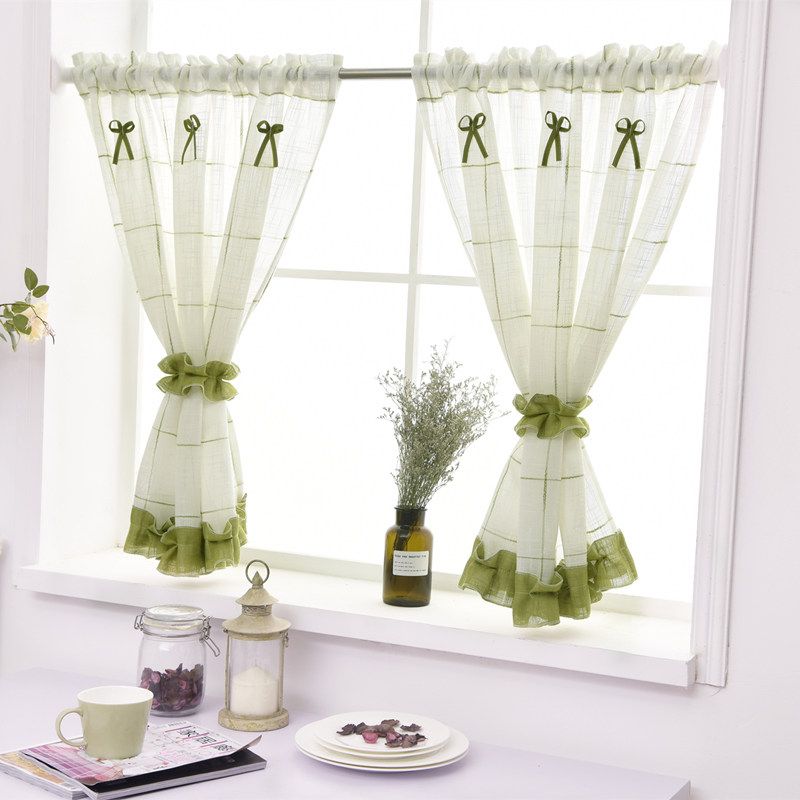 2pcs green curtain