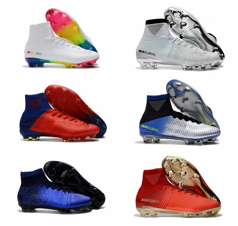 2019 Rainbow White Cleats de fútbol originales Superfly V Neymar Zapatos de