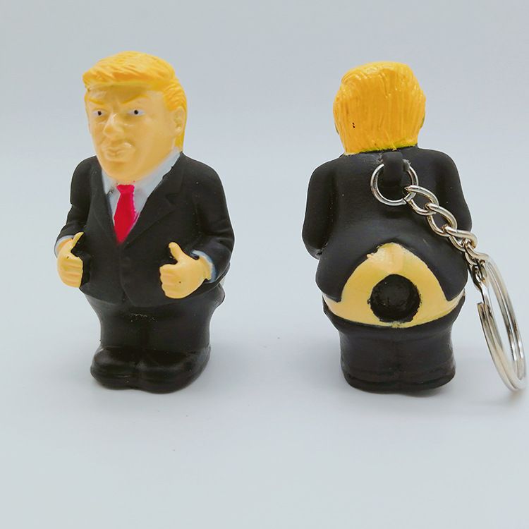 US Funny Donald Trump Doll Keychain President-Keyring Pendant-Squeeze Simulation 