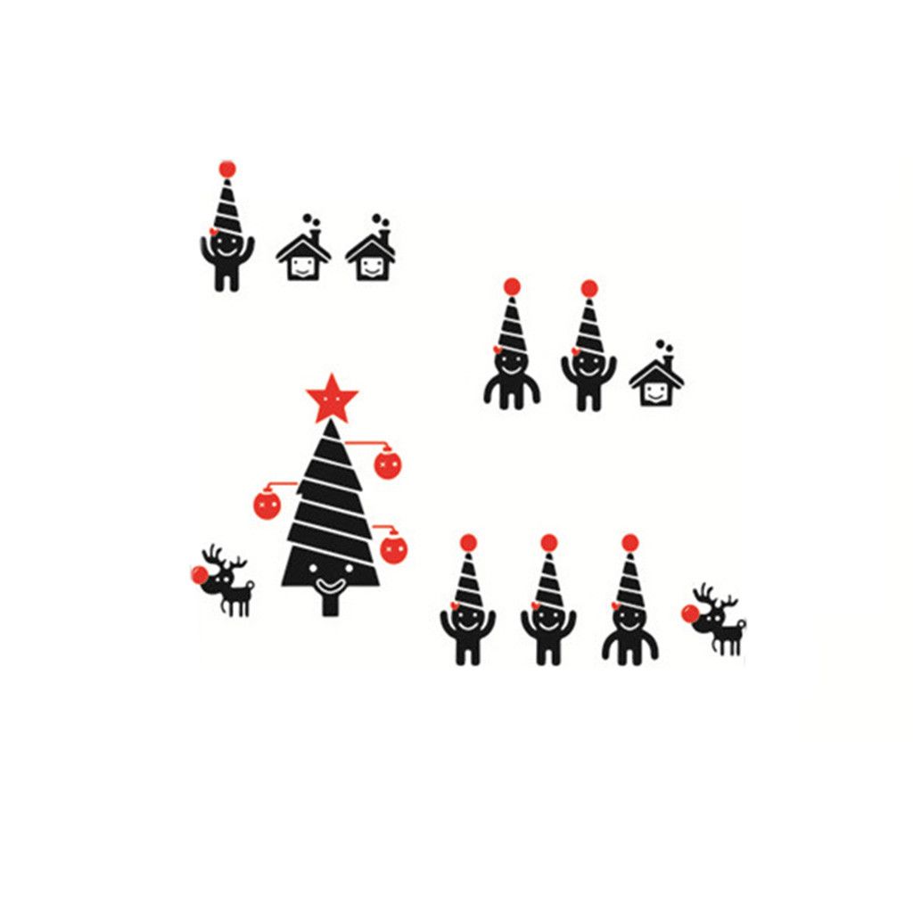 Christmas Double Spell Christmas Tree Cartoon Wall Stickers Living