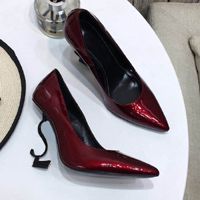 Black Heel Dark Red Shiny Leather