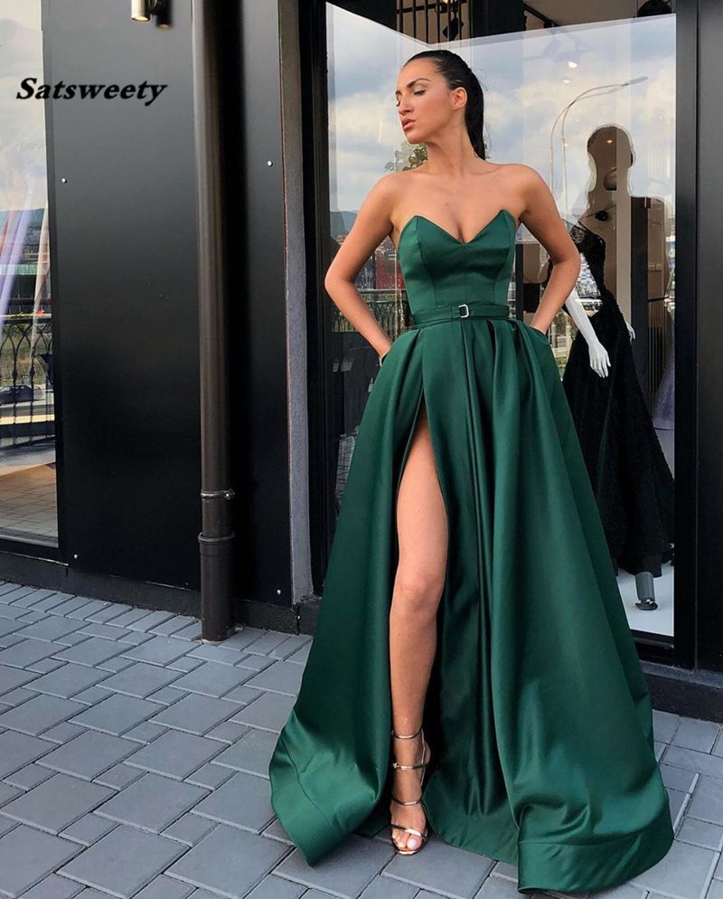 Compra Elegante Vestido De Fiesta Elegante Vestido De Fiesta Sexy Emerald  Green High Slit Más Tamaño Vestidos De Noche Vestido Largo Fiesta Barato |  Entrega Rápida Y Calidad | Es.Dhgate