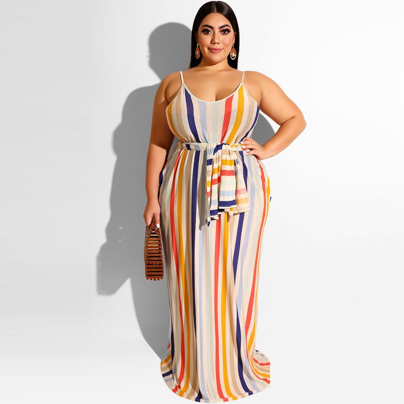 XL - Vestidos casuales para mujeres gordas de talla grande 5XL, bonito vestido largo con estampado de rayas, faldas de espagueti sexy XL - Vestidos casuales para mujeres gordas de talla grande 5XL, bonito vestido largo con estampado de rayas, faldas de espagueti sexy