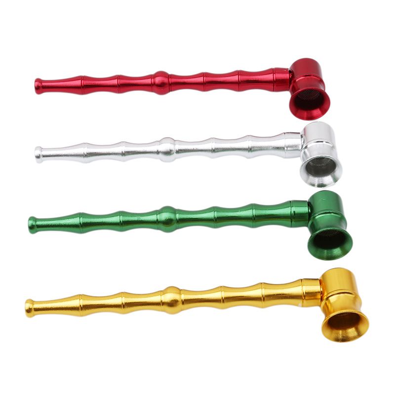 128mm Long Bamboo Metal Smoking Pipe Metal Aluminum Mini Pipe Cheap