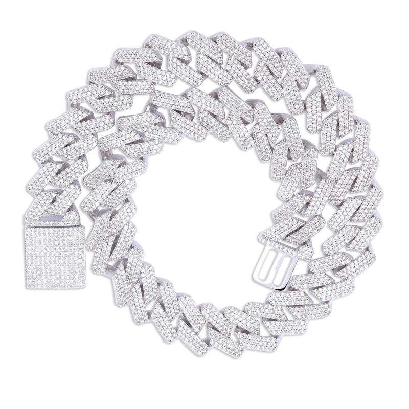 20mm,18 inch,White Zirconia,White Gold