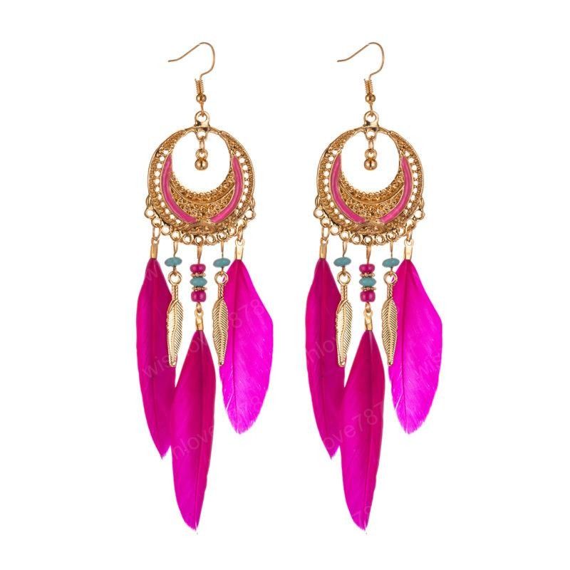 Pendientes De Plumas De Bola De Madera Femenina Retro De La Pendientes De Plumas De Bola De Madera Femenina Retro De La