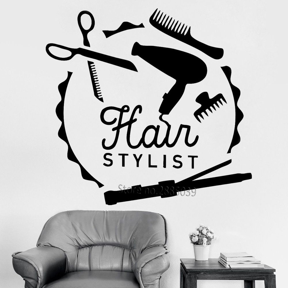 Hair Stylist Barber Tools Vinyl Wall Decal Beauty Sticker Murals
