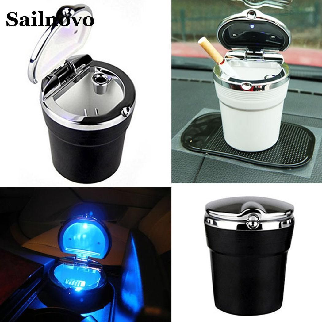 Black DS.DISTINCTIVE STYLE Ace Select Car Ashtray with LED Light Portable Cigar Ashtray for Car Cup Holder 