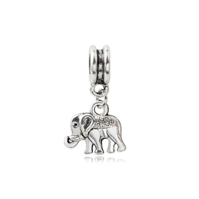 DIY 925 Silver Crystal Elephant Charm European Beads Fit Necklace Bracelet  ！！