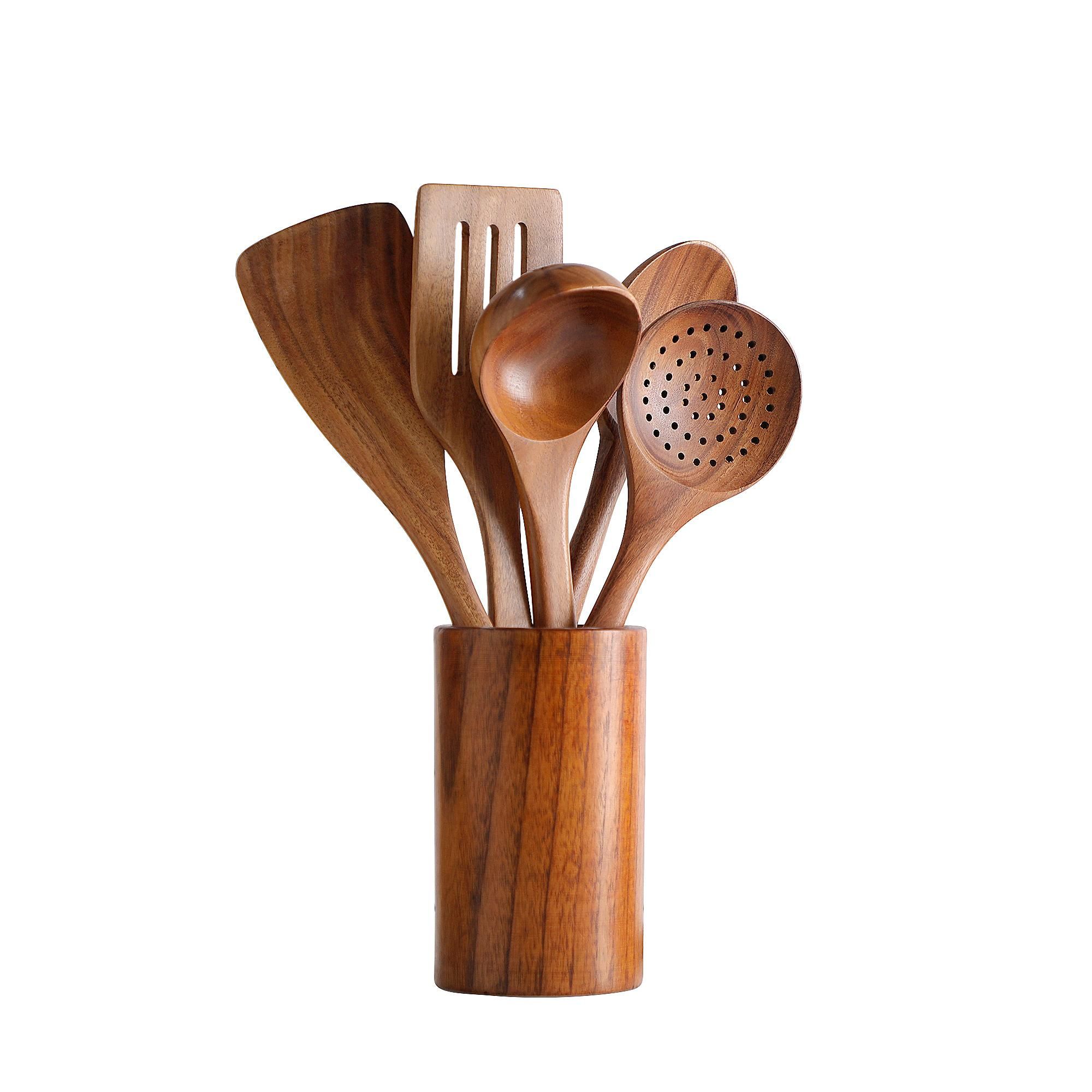 Natural Kitchen Cookware Set Teak Shovel Spoon Kitchenware Non-stick Natural BE