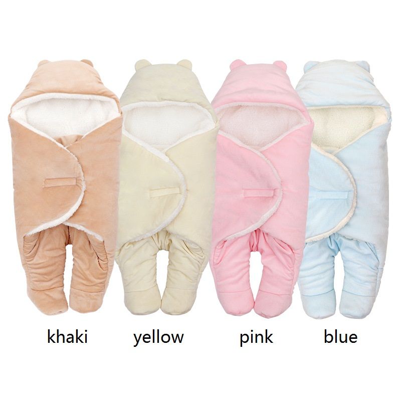 Newborn Baby Winter Sleeping Bag Solid Color Swaddle Blanket