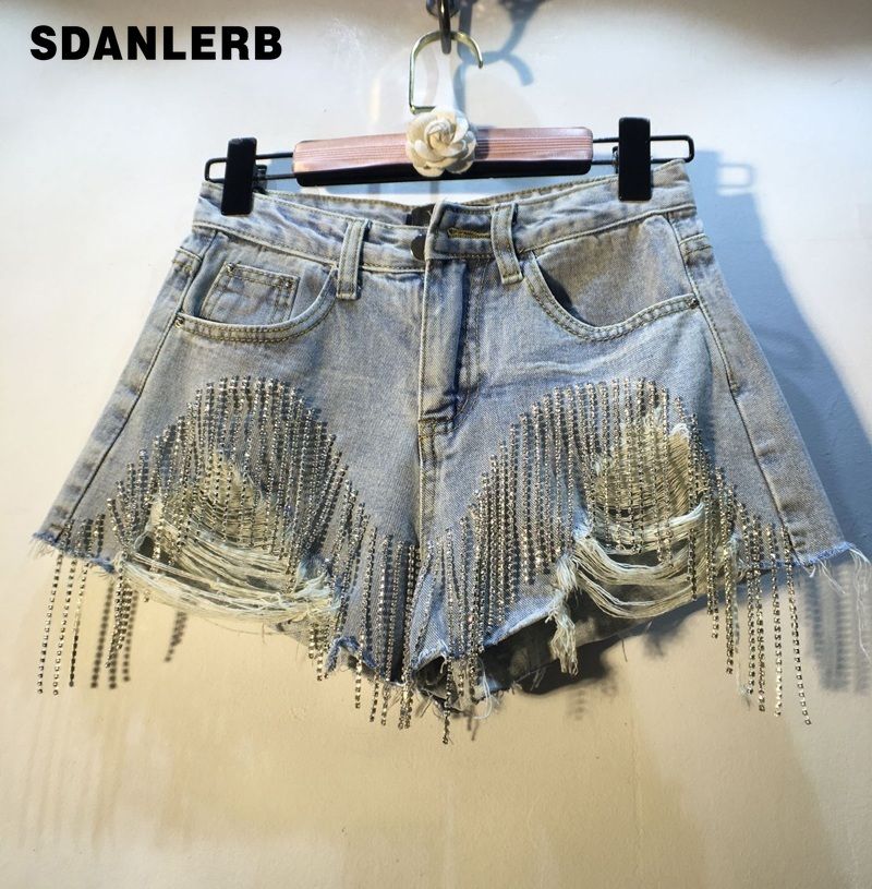 Acquistare Pantaloni Caldi Sexy Le Donne Denim Jean Shorts Summer Wear New  Heavy Tassel Beaded Vita Alta Drawing Drapping Denim Pantaloncini Denim  Femmina Economico | Consegna Veloce E Qualità | DHgate Italy