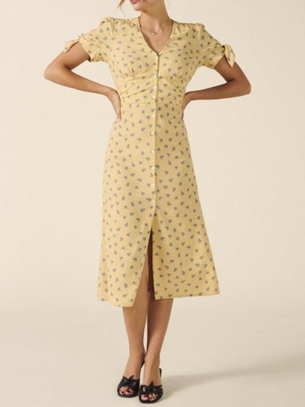 yellow summer midi dress