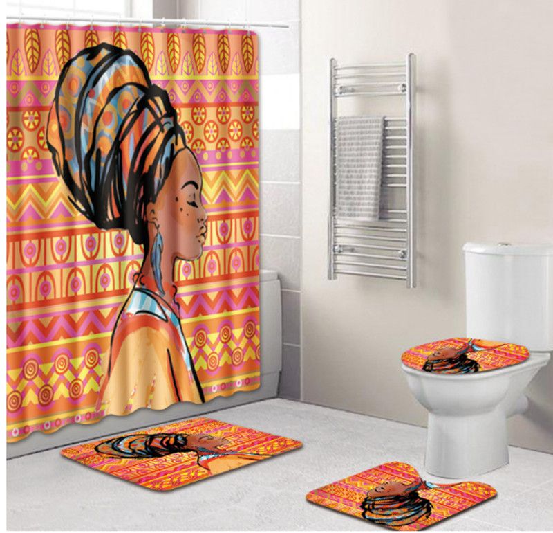 2019 African Bath Mats Set Price Bathroom Shower Curtain And Rugs