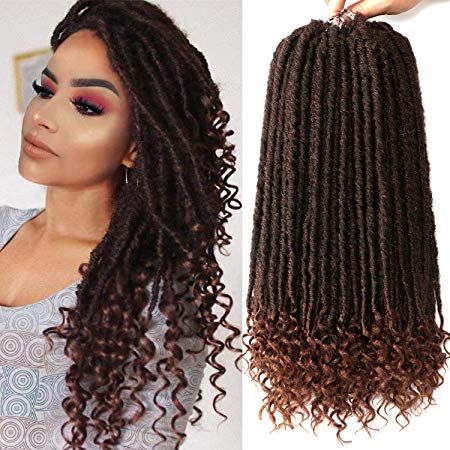 2019 Faux Locs Crochet Hair Braids With Curly Ends Synthetic Hair Extensions Goddess Fauxlocs Fiber Braiding Hair Afro Kinky Soft Dreadlock From
