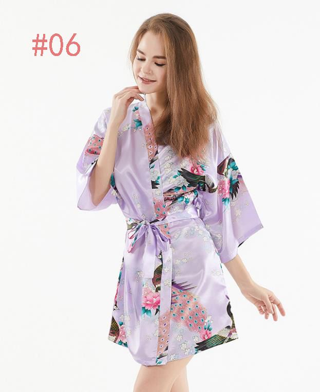 BELLO kimono satén de seda largo 12 colores talla 36 – 50