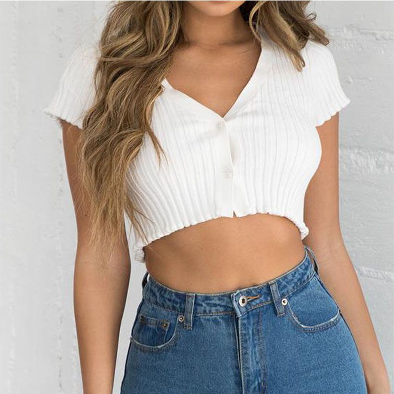 Top blanco botones Clearance