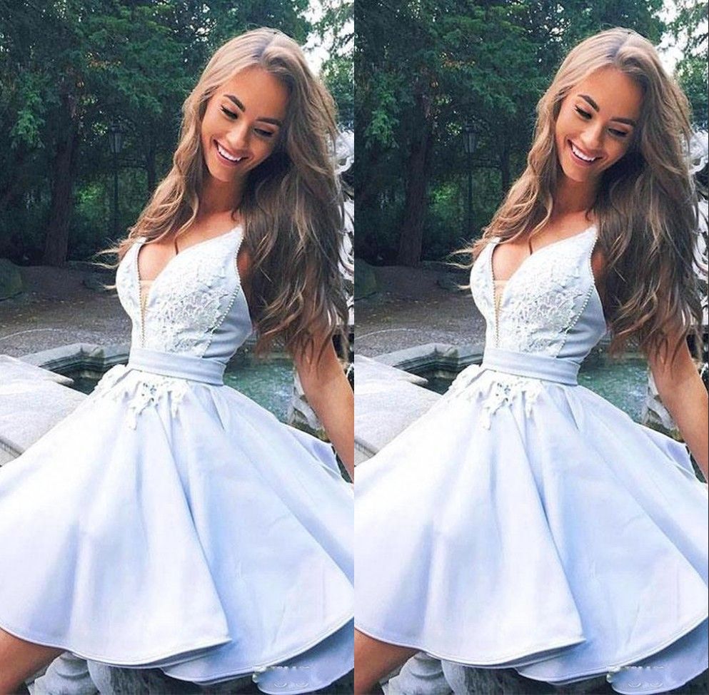 pale blue homecoming dress