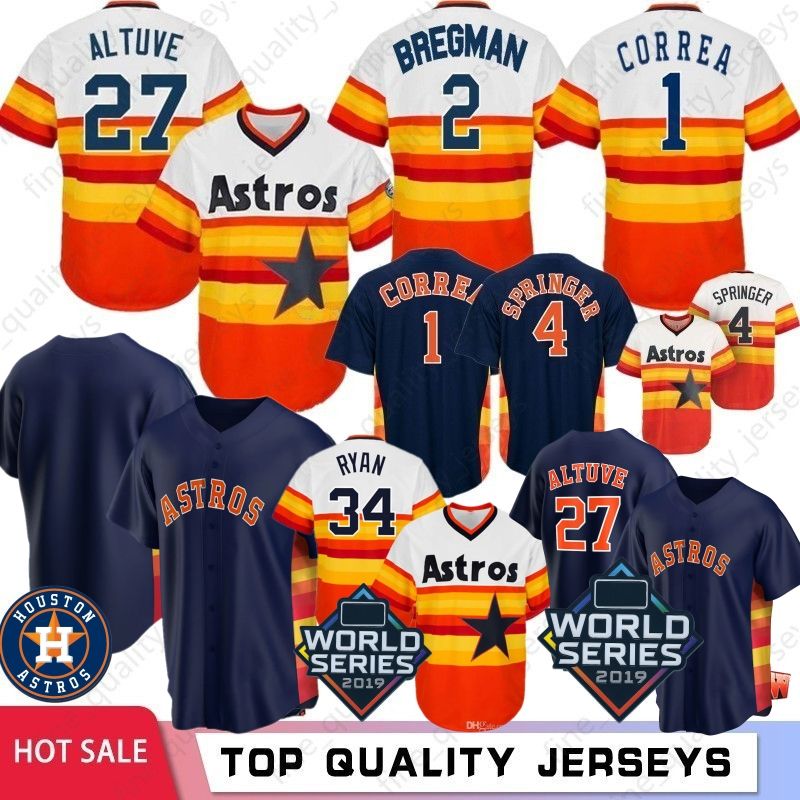 2020 27 Jose Altuve 2020 Men Baseball Jerseys 2 Alex Bregman Carlos Correa Nolan Ryan George 