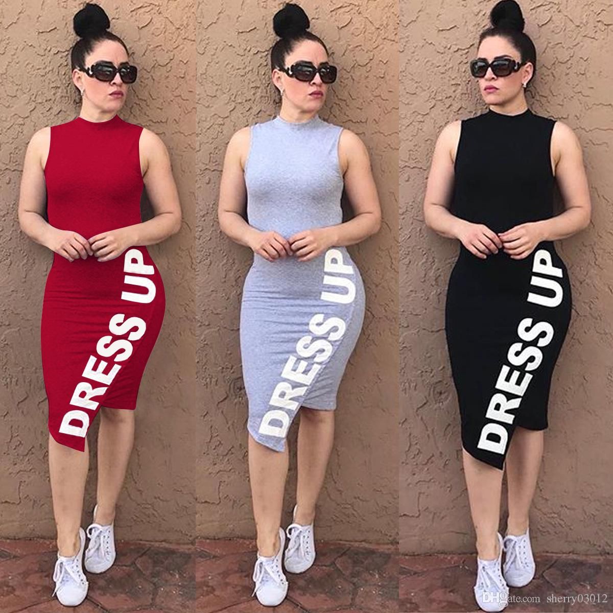 2020 Dress Up Letter Printed Women Dress 2018 Fashion Designed