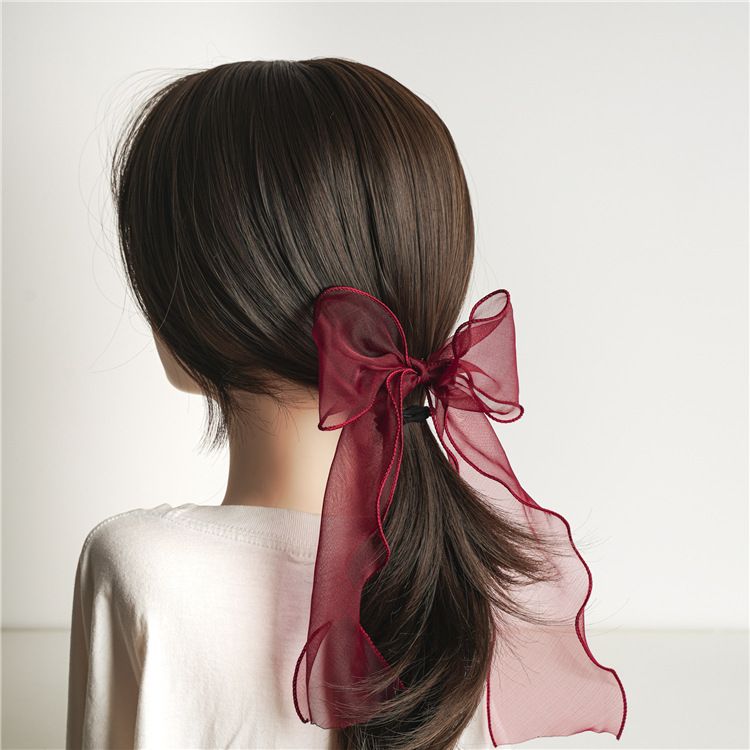 2020 Lace organza Big Bow Hair Clips For Women Girls Long Streamer Ribbon  Lace Hair Bow