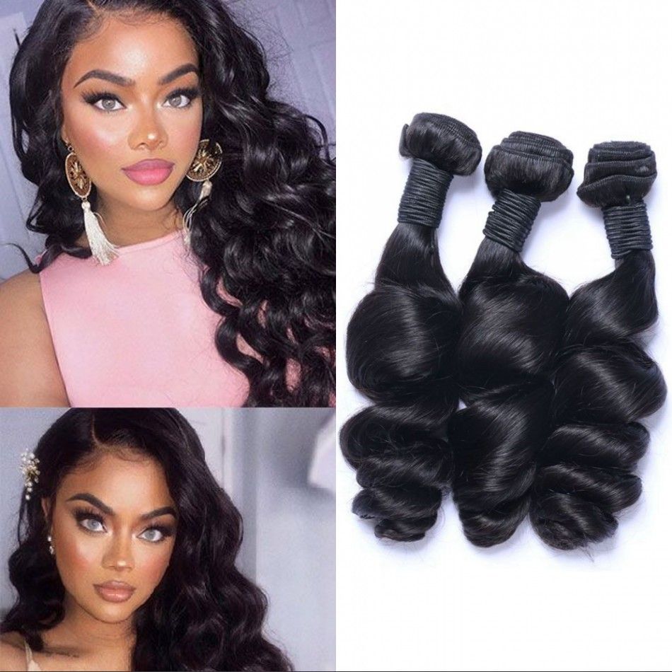 Malaysian Loose Wave Bundles Natural Black Hair Weaving Human Hair