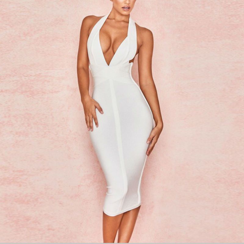 white halter neck summer dress