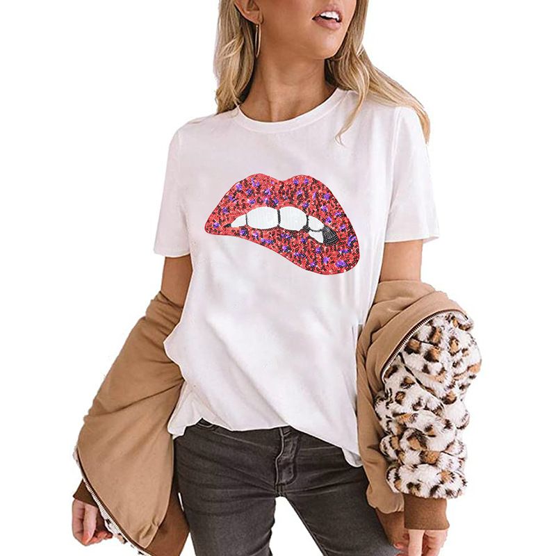 plus size sequin lip shirt