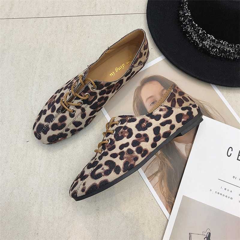 ladies leopard print flat shoes