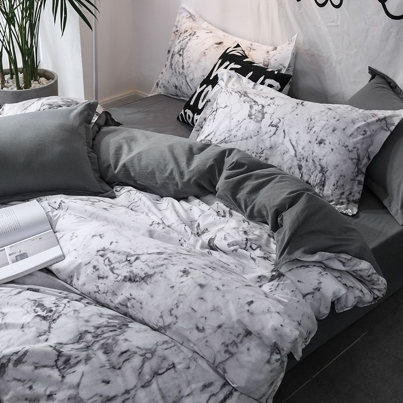 Luxury Bedding Set Duvet Cover Sets Marble Super King Size Single