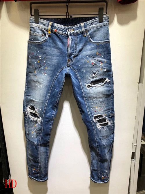 Compre Calças De Ganga Justa Para Homens Modernos, Calças De Ganga Rasgadas Para Homem De Ze508000, $341,2 | Pt.Dhgate.Com