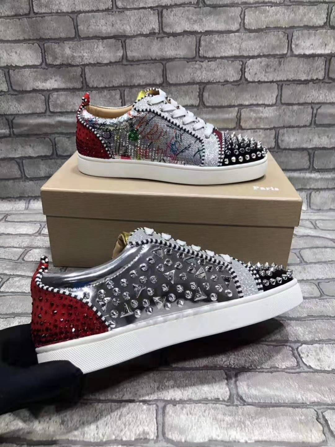 red bottom sneakers with spikes