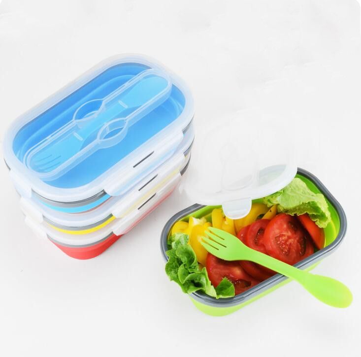 Silicone Food Portable Lunch Box Bowl Bento Folding Collapsible Storage Containe