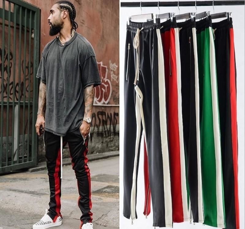 fear of god track pants black red