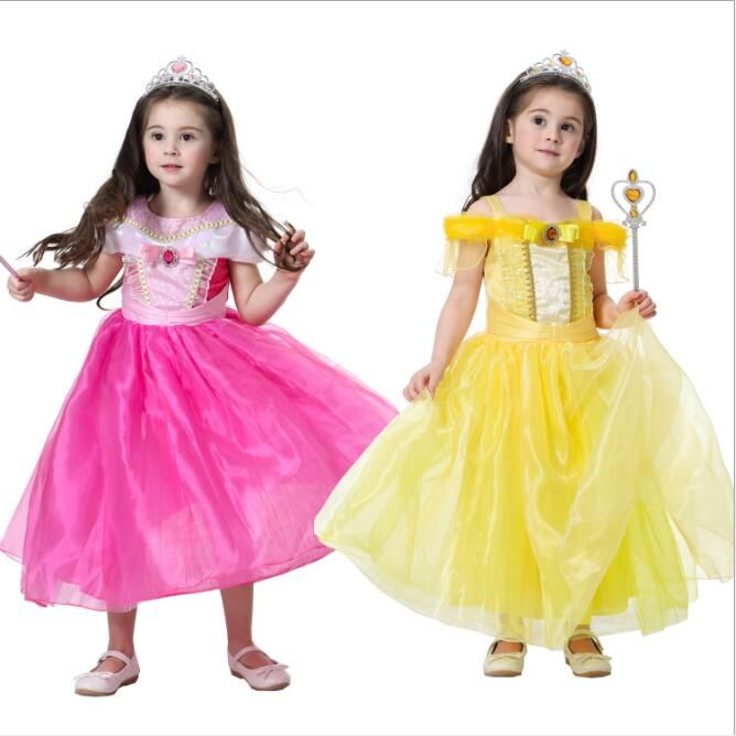 21 High 19 Girls Belle Dresses Movie Beauty Beast Cosplay Kids Yellow Pink Party Customs Rhinestone Formal Gowns Prom Occasion Dress From Love Fashionshop 12 07 Dhgate Com