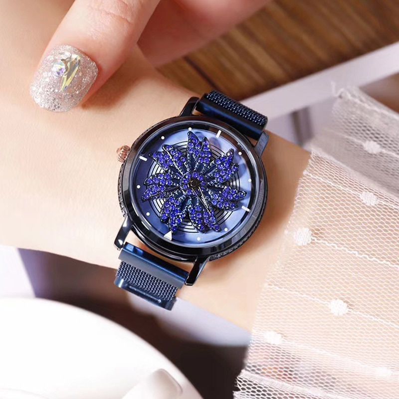 High Quality Lazy Magnet Stone Mesh Strap Ladies Watch Purple Exquisite Rotating Dial Clock Personality Bracelet Gift Wrist Watches Online Shopping Online Wrist Watches From Mkshoubiao 39 18 Dhgate Com