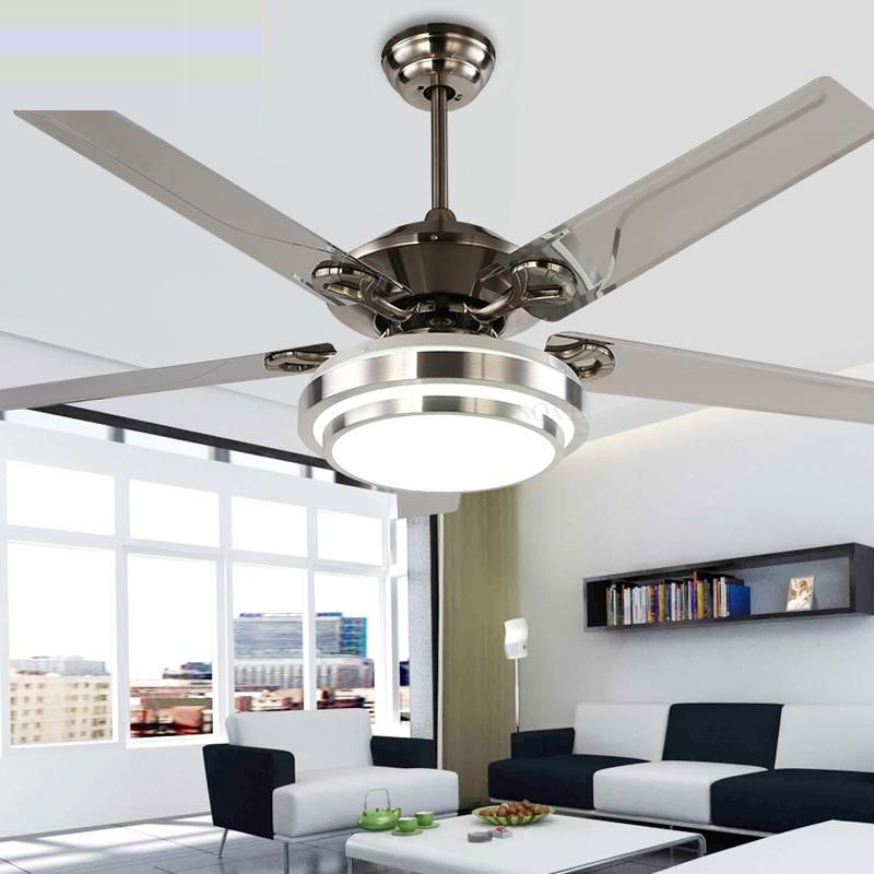 2020 Modern LED Ceiling Fans With Lights Bedroom Dining Room Stainless
